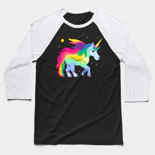 Magical and Colorful Unicorn Illustration Baseball T-Shirt